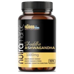 NutraMarck Ashwagandha 1000mg Capsules | 100% Ayurvedic & Pure Extract For Stress Relief | Rejuvenates Mind & Body | Support Strength & Energy | Men & Women (90 Count (Pack of 1))