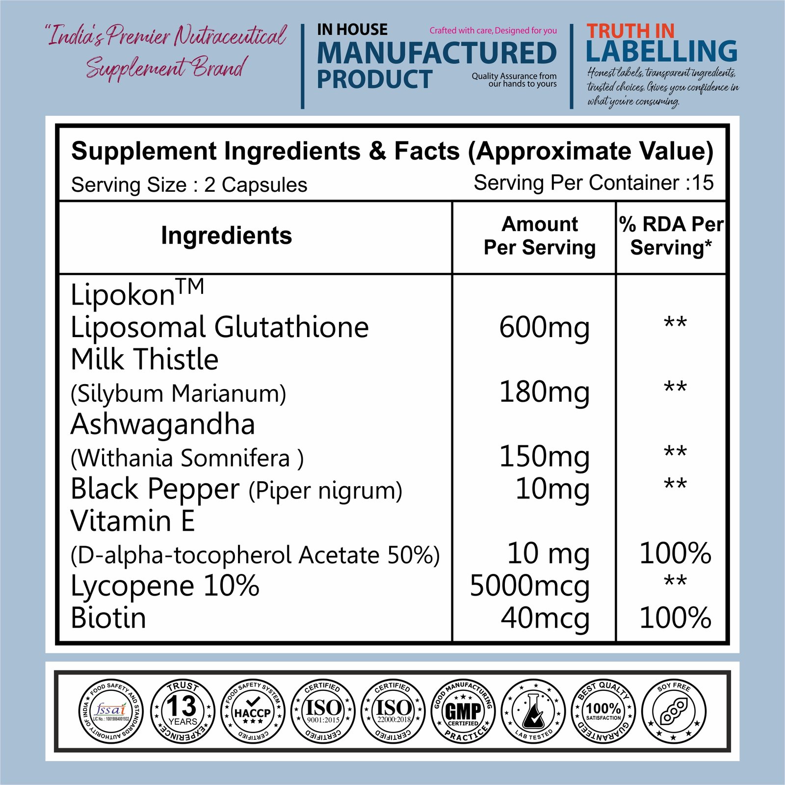 4 Glutathione with Vitamin E Biotin Milk Thistle and Lycopene