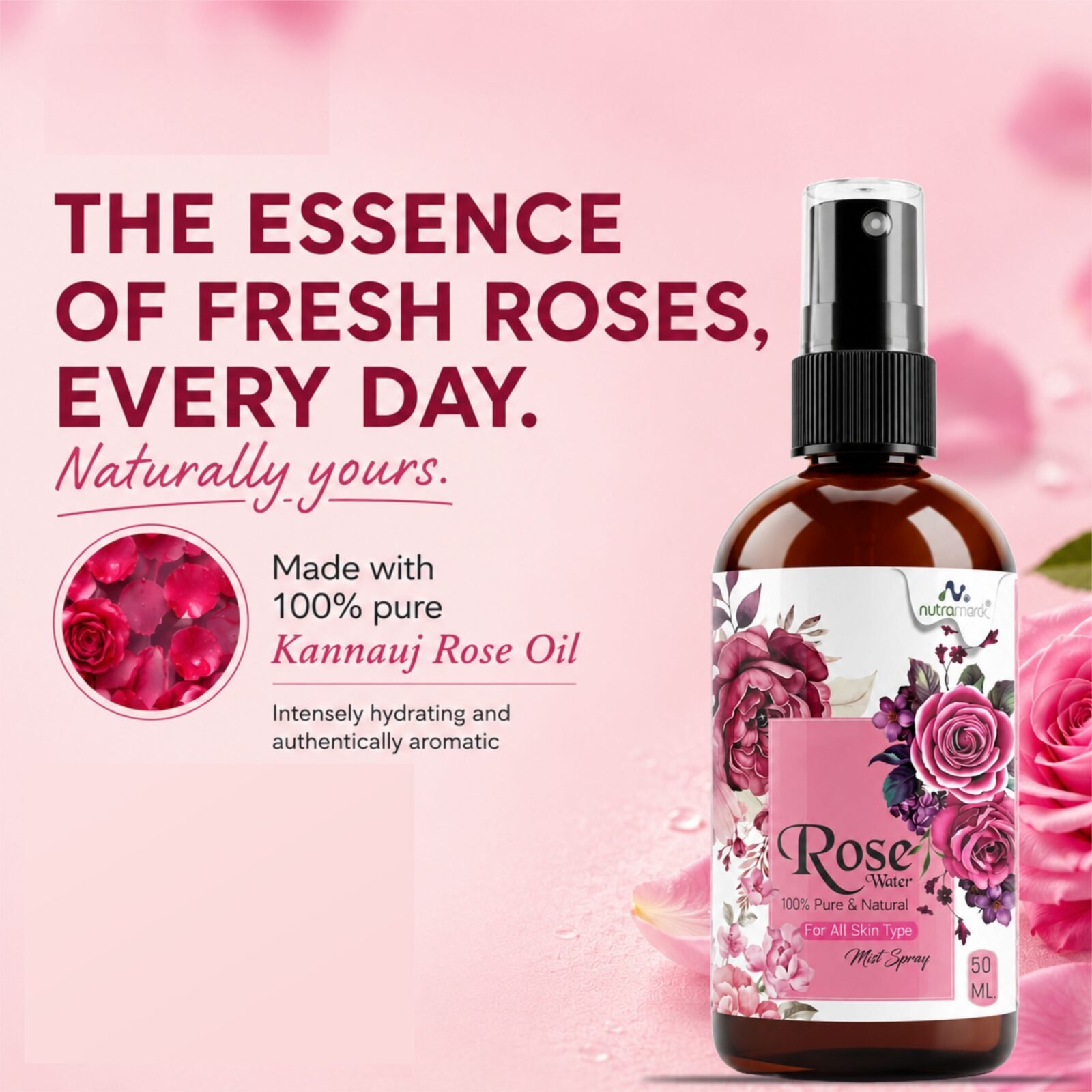 3 Pure rose water toner for face