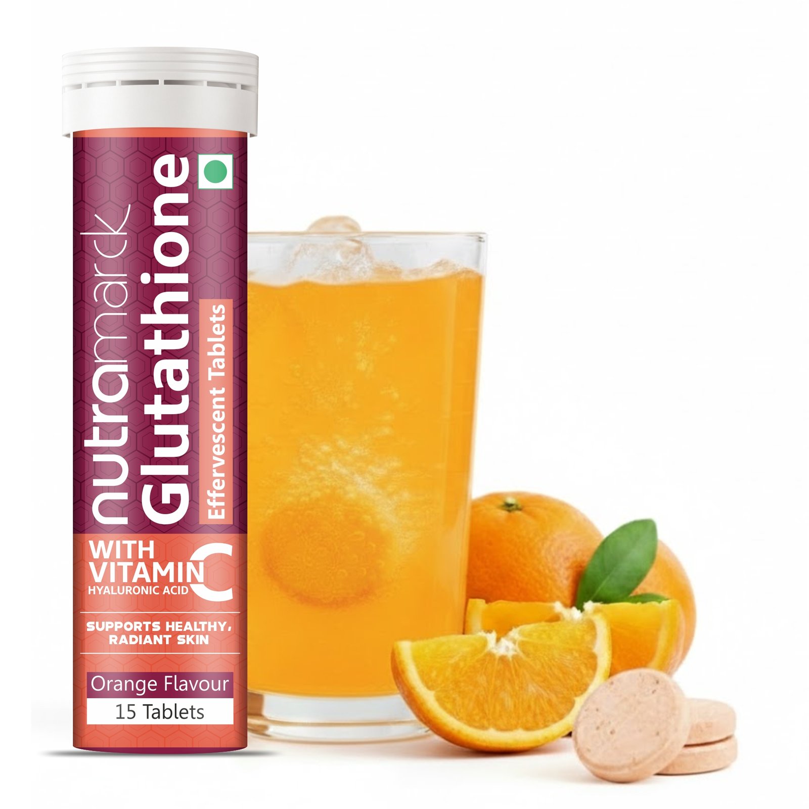 1 NutraMarck Glutathione Effervescent Tablets with Vitamin C and Hyaluronic Acid
