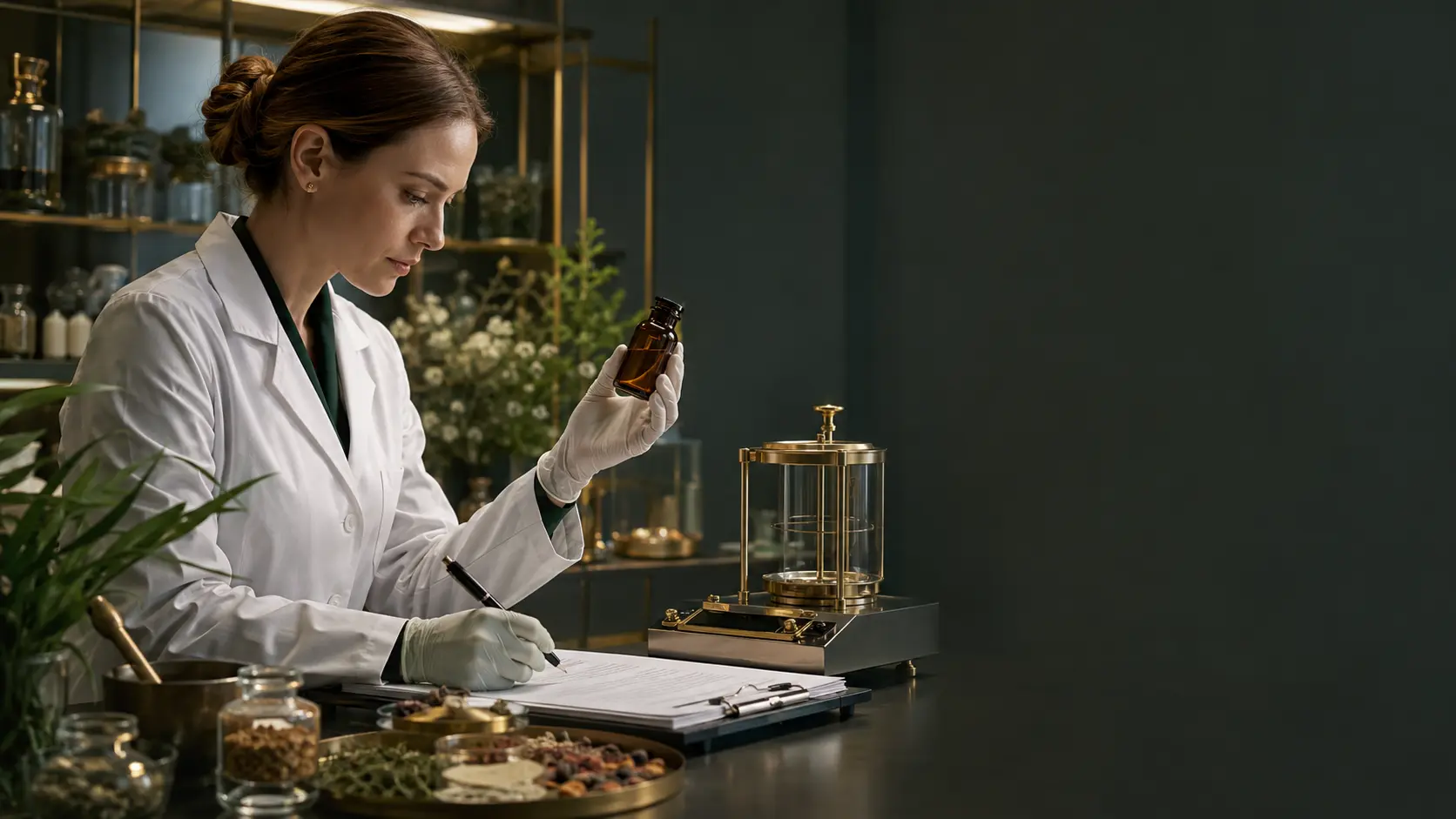 Quality professional documenting a laboratory sample review