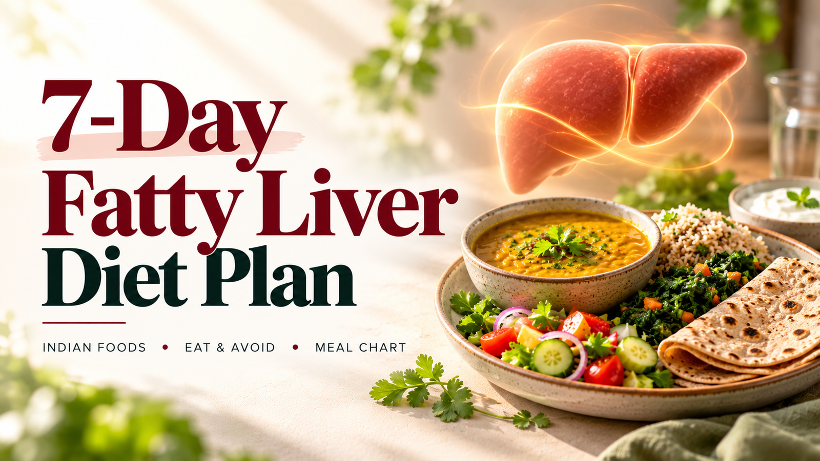 7 day Indian fatty liver diet plan with healthy vegetarian meals and food