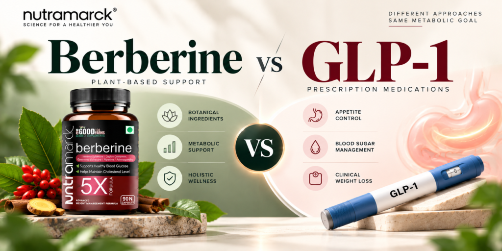 Berberine vs GLP-1 comparison weight loss blood sugar benefits and safety