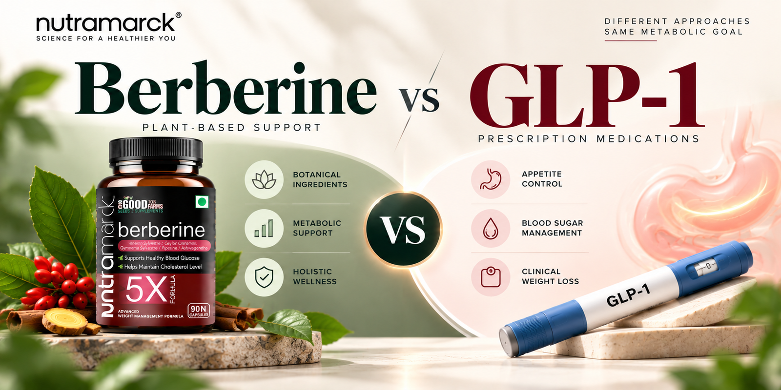 Berberine vs GLP-1 comparison weight loss blood sugar benefits and safety